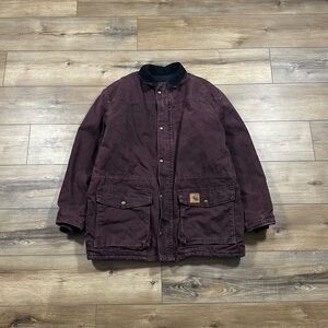 Vintage 90’s Carhartt Burgundy Chore Jacket Made in USA